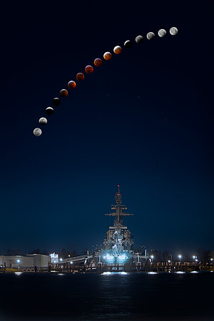 Blood Wolf Moon Lunar Eclipse - USS North Carolina